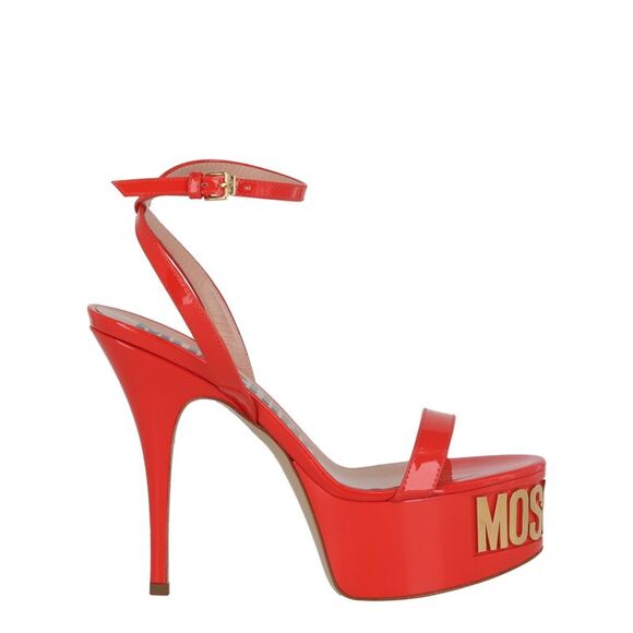 Moschino Logo-Letter Patent Leather Platform Pump Orange Womens - Picture 1 of 6